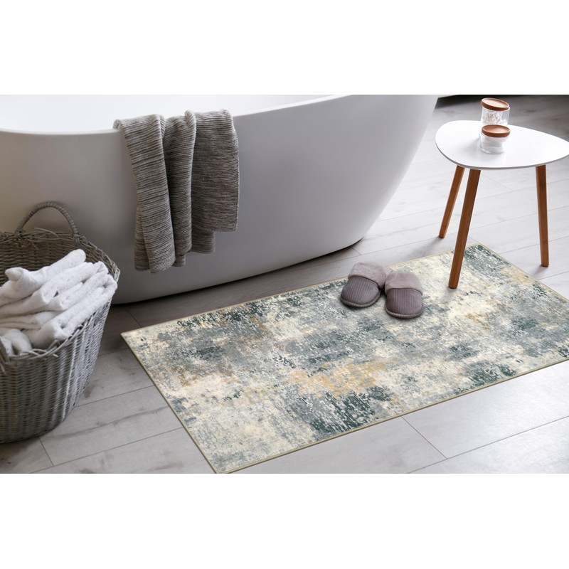 Morebes Modern 2x4 Bathroom Runner Rugs, Washable Abstract Rug Runners