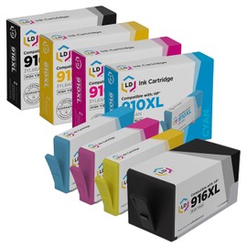 LD Remanufactured Ink Cartridge Replacements for HP 916XL & 910XL High Yield (Black, Cyan, Magenta, Yellow, 4-Pack)
