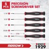 ARROW 5-Piece Precision Screwdriver Set with Pouch, Magnetic Small Black