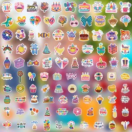 200 Pcs Happy Birthday Stickers for Kids Vinyl Cartoon Birthday Stickers for Water Bottles Waterproof Cute Happy Birthday Party Stickers for Cards Laptop Journaling Scrapbooking