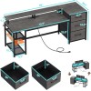 Reversible Computer Desk with File Drawers, Storage &LED Light, Home