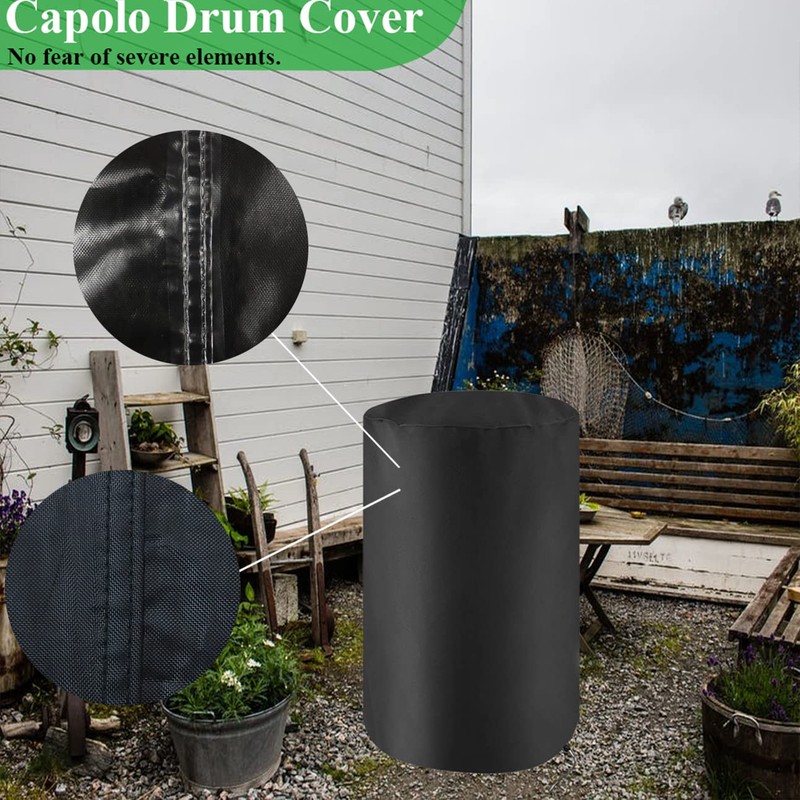 55 Gallon Drum Cover Water Storage Barrel Cover Waterproof Outdoor