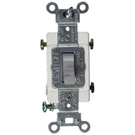 Leviton CS315-2GY 15-Amp, 120/277-Volt, Toggle 3-Way AC Quiet Switch, Commercial Grade, Grounding, Gray