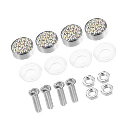 HEROFFIX 1 Set Bling Car License Plate Fasteners Screws Caps Covers Multicolor Universal Rhinestone License Plate Bolt Cap Plastic Washer Replace Parts