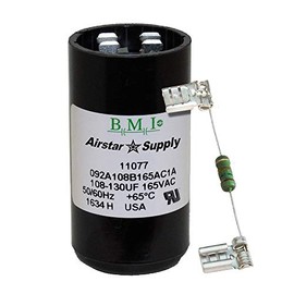 108-130 uF x 165 VAC - BMI/USA Start Capacitor # 092A108B165AC1A with Bleed Resistor