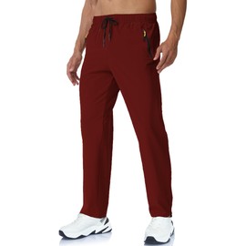 Rapoo Athletic Sweat Workout Sweatpants Track Hiking Pants for Men Pantalones De Hombre Jogger Jogging with Pockets Red 2XL