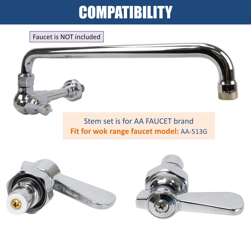 AA Faucet AA-104G Stem Check Unit w/B-Handle for Wok Faucet