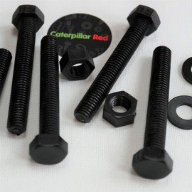 Caterpillar Red 10x Black Nylon Hex Head, M10 x 70mm, Plastic Nuts and Bolts, Washers, Hexagon, Nylon