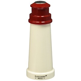 Fletchers' Mill Lighthouse Salt Shaker, White/Red - 6 Inch, Adjustable Coarseness Fine to Coarse, MADE IN U.S.A.