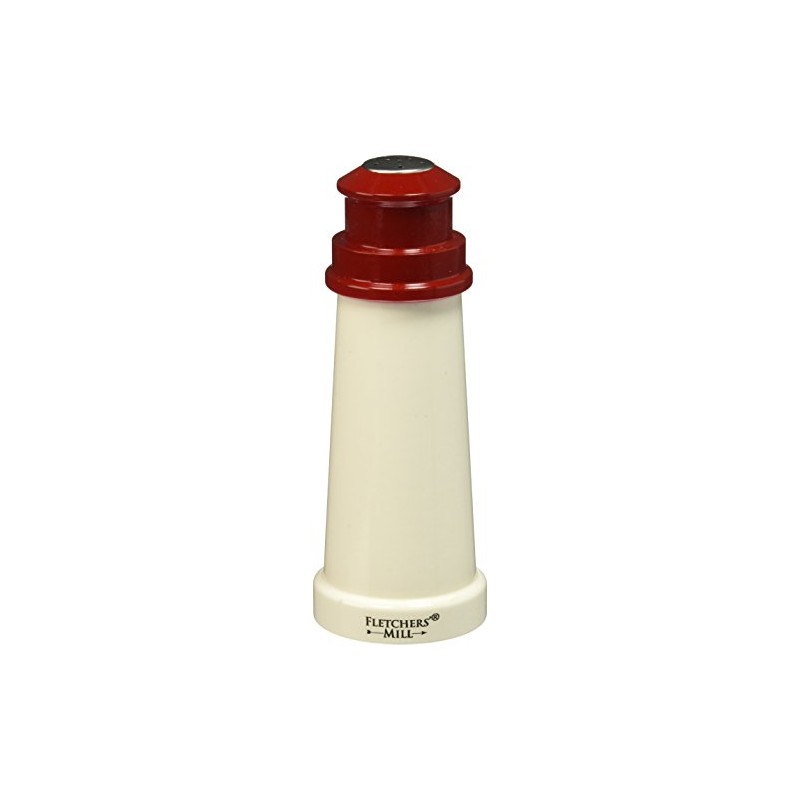 Fletchers' Mill Lighthouse Salt Shaker, White/Red - 6 Inch, Adjustable