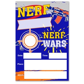 VAHATAN Dart Gun Birthday Party Invitations 20 Packs Nerf Wars Birthday Invites With Envelopes
