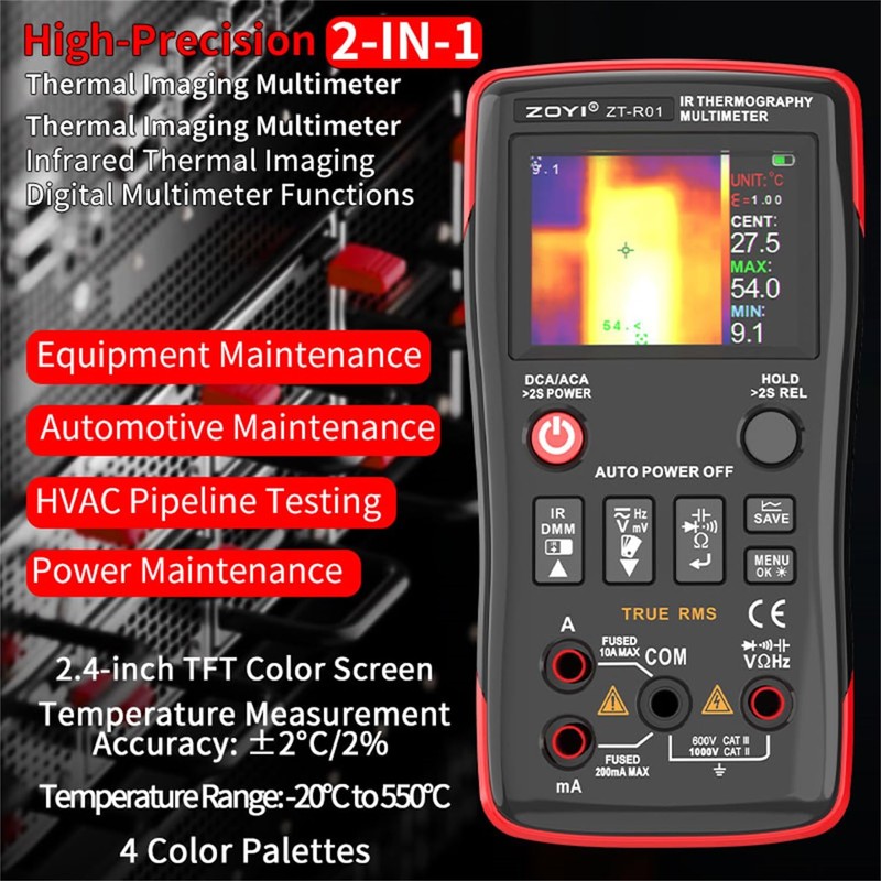 ZOYI Thermal Imaging Camera 2 in 1 True RMS Multimeter