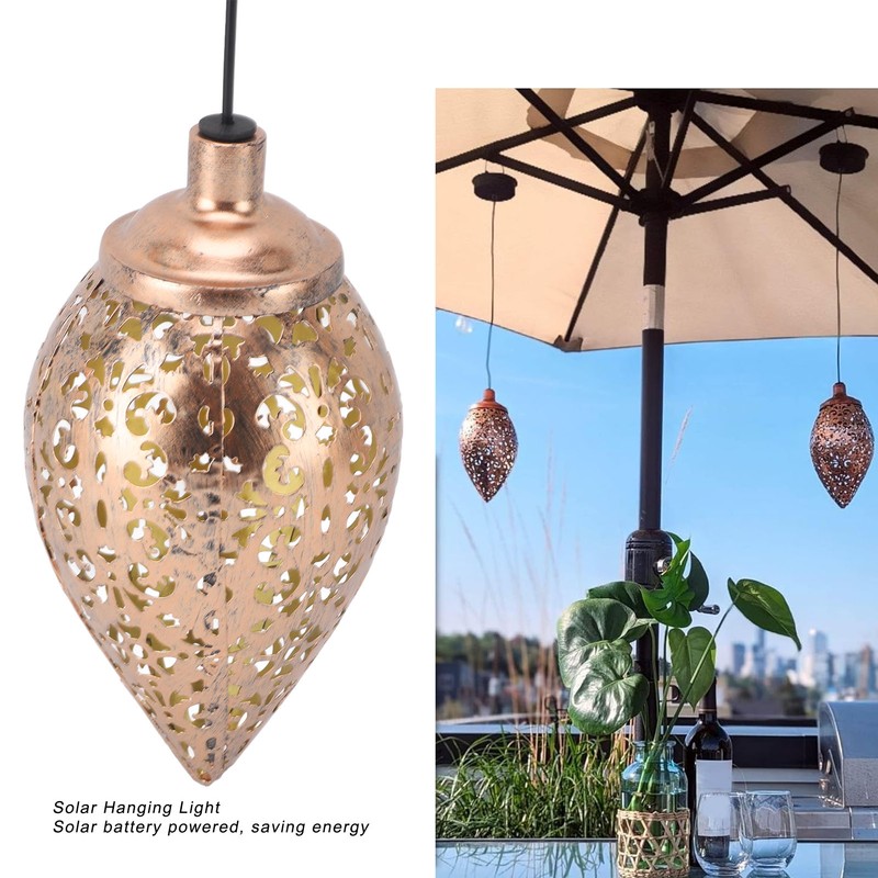 Solar Powered Patio Lamp LED Hanging Light Retro Decorative Lantern