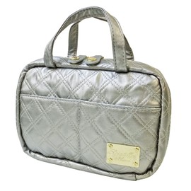 At First AF8338 Makeup Pouch, Cosmetics Bag with Brush Holder, Clararte, Shiny Gray