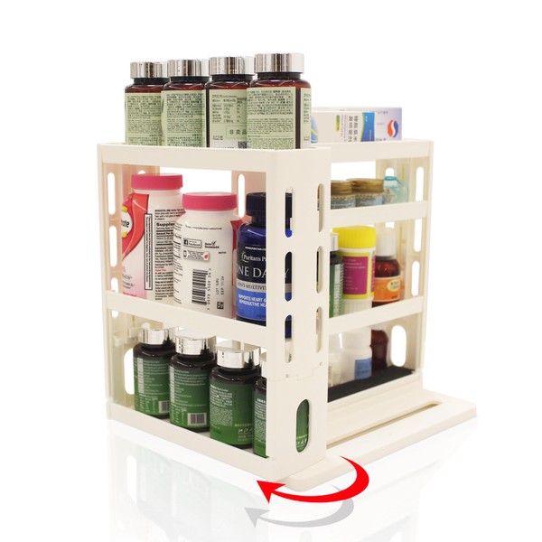 Dutiplus Medicine Storage Rack Slide & Rotate Cabinet Organizer for