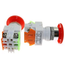 MEETOOT 2pcs Emergency Stop Push Button Switch AC 660V 10A Red Mushroom Cap 1NO 1NC DPST Switch Equipment Lift Elevator Latching Self Lock 22mm Mounting Hole LAY37-11ZS