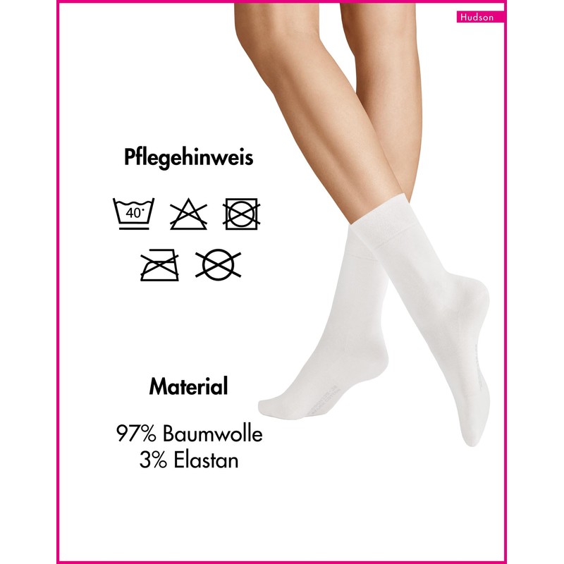 Hudson Women's 005120 RELAX COTTON SOCKE Calf Socks, White (White