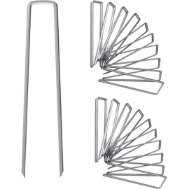 UPMCT UPMCT 12 Inch Galvanized Garden Landscape Staples Stakes, 25 50 100 PCS Anti-Rust Garden Staples U-Shaped Landscape Pins for Secure Lawn Fabric (25, 12 Inch)