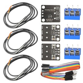 Lonely Binary 3-Pack DS18B20 Waterproof Temperature Sensors with Breakout Boards – 1M Stainless Steel Probe, Built-in Resistors for Arduino, ESP32, Raspberry Pi, HVAC, Brewing & Monitoring