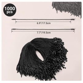 EUSOAR Hang Tag String, 7.7" 1000Pcs Nylon Clothes Price Hanging Tag Rope Snap Lock Pin Loop Plastic Fasteners Tags Hook Ties Fast to Attach for Present Shoes Luggage Label-Black