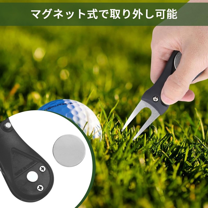 ポクミル ゴルフ マーカー マグネット ゴルフ フォーク ボールマーカー セット 【マーカー2個付】 ゴルフマーカー