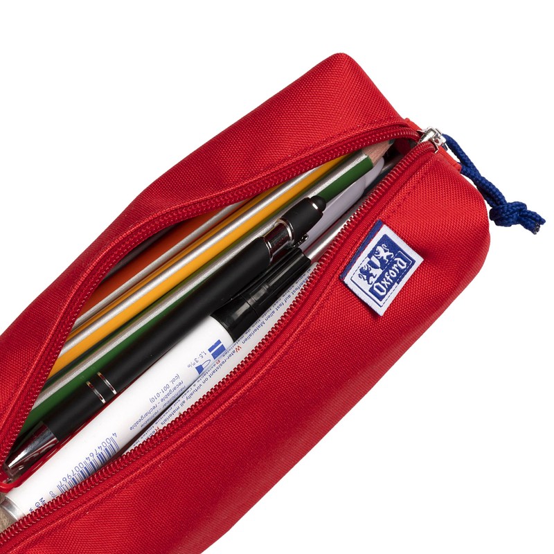 Oxford Girls Boys Rectangle Large Durable Pencil Case Red