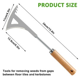 Patio Weed Remover Tool Stainless Steel Hand Weeding Tools Crack Weeder Weed Puller for Garden Weed Moss Root Lawn Edger Tool Pavement Paving Brick Clean Tool for Narrow Gaps and Brick Joints