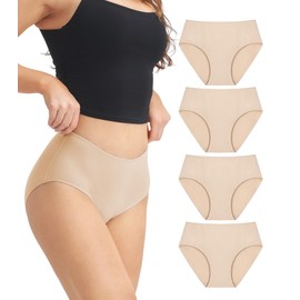 DAVID ARCHY Cotton High Waisted Underwear for Women Tummy Control Panties Full Coverage Briefs 4 Pack Regular & Plus Size