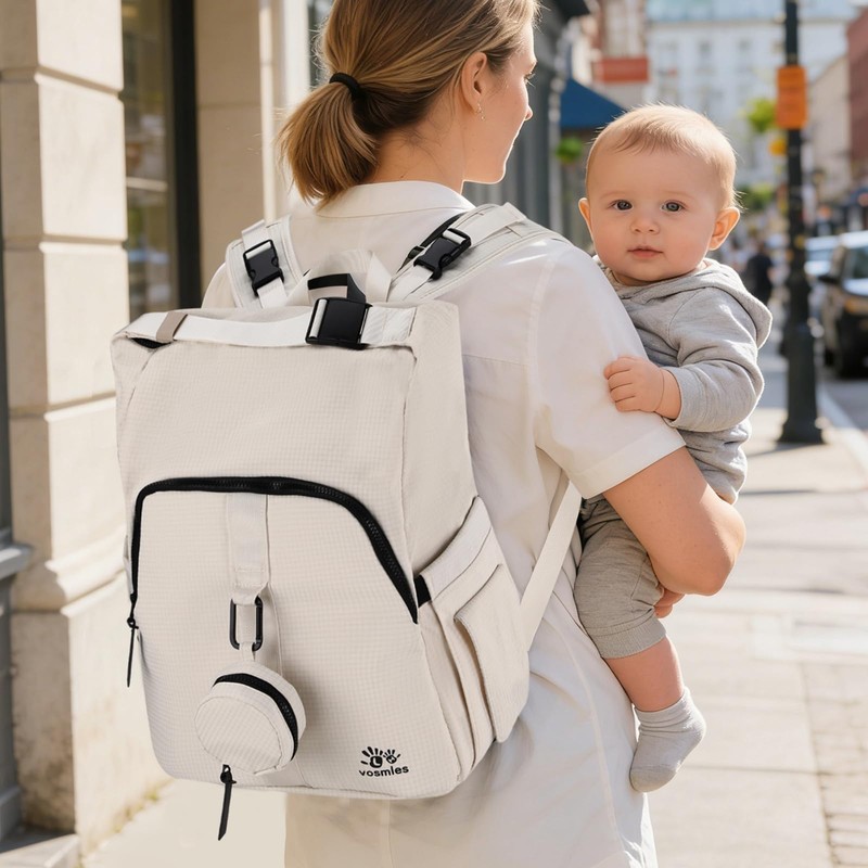 vosmles Diaper Bag Backpack with Changing Pad, Wet Dry Bag,