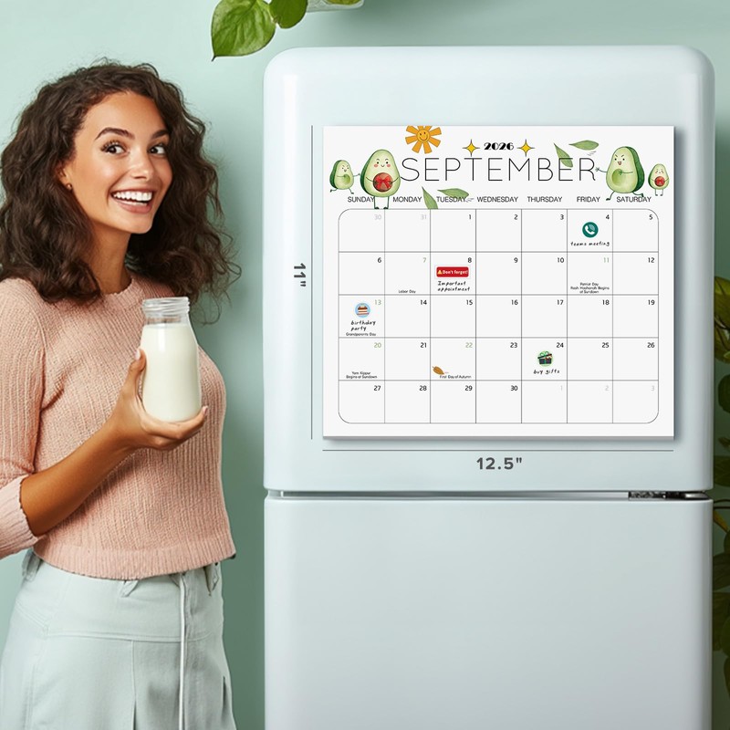 BGTCARDS Delightful Magnetic Fridge Calendar 2026-2027, Now to Dec.2027