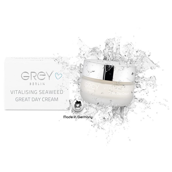 GREY Berlin Vitalising Seaweed Great Day Cream, Moisturising Anti-Ageing Cream with Icelandic Algae, Face Care Also for Dry Skin, Vegan Natural Cosmetics Made in Germany