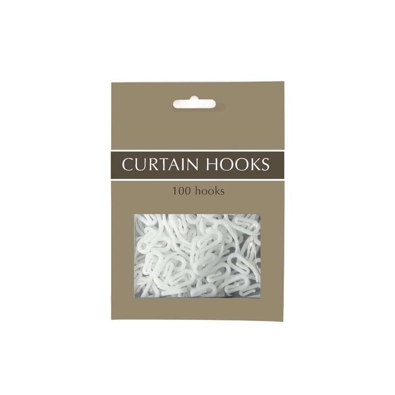 White Plastic Curtain Hooks For Heading Curtains, Window Curtains, Curtain