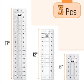Mr. Pen- Sewing Ruler, 3 Pack, 6", 12" & 17", Acrylic Ruler, Quilting Ruler, Cutting Ruler, Acrylic Ruler for Cutting Fabric, Rulers for Quilting and Sewing, Non Slip Quilt Rulers, Sewing Supplies