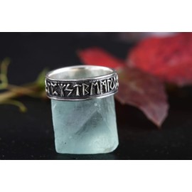 Windalf RUNA Viking Ring 6 mm Runes Good Luck & Friendship Ring Nordic Jewellery 925 Sterling Silver, Sterling Silver, No Gemstone