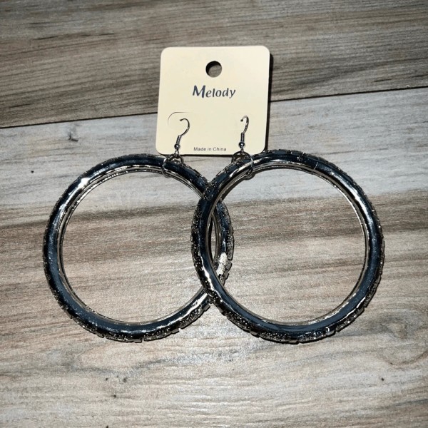 Unbranded Chunky Large Filagree Hoops Earrings Womens Gold Tone Sparkle