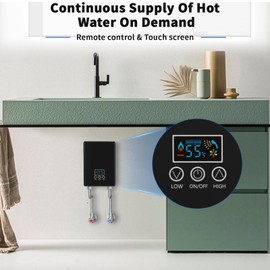 Kweetle Tankless Electric Water Heater,110V 5500W Under Sink Instant Water Heater with Digital Display Touch Screen&Remote Control On-Demand for Point Of Use for Kitchen,Laundry,RVs