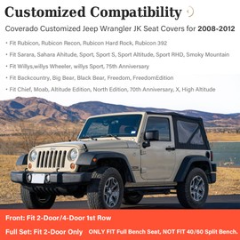 Coverado Seat Covers for Jeep Wrangler, Waterproof Leather Seat Covers Accessories Custom Fit JL 2/4 Door Car Seat Cover Protector Cushion Full Coverage Unlimited X Rubicon Sahara 2018-2024 (Red Line)