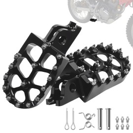 Dirt Bike Foot Pegs CNC Wide Platform Footpegs with Springs for Honda CRF150R CRF250R CRF450R CRF250X CRF450X CRF300L CRF250L CR125 CR250 CRF450RL CRF1000L Replaceable Aluminum (Black)