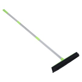 Rubber Broom for Carpet, Carpet Brush with Squeegee Pet Hair Removal Broom with Squeegee for Floor, Carpet Broom for Dog and Cat Hair, Carpet Rake for Pet Hair Removal (Green)