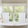 32 Inch Length,White Linen Kitchen Curtains,Extra Wide Small Bathroom Curtains