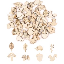 VIKY® Pack of 100 Wooden Forest Animals, Leaves Animals Table Decoration Birthday, Wooden Pieces for Crafts, Wooden Confetti for Christmas Tree Decorations, Crafts, Scrapbooks, Wedding Decoration