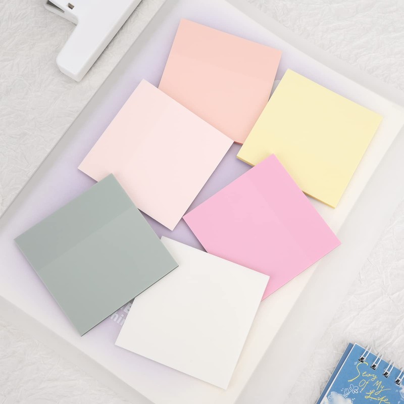 Temiary 6Pads Transparent Sticky Notes, Clear Sticky Note Waterproof See