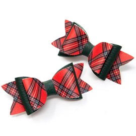Red Tartan Print Hair Bows for Girls, Set of 2 Hair Clips, Hair Accessories, Girl's Hair Clip, Hair Clips for Girls, Made in England, Toddler Hair Bow, Girls Hair Bows by Burton Bows