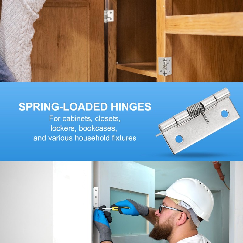 PATIKIL 4 Pcs Spring Loaded Hinges, 2" Self Closing Door
