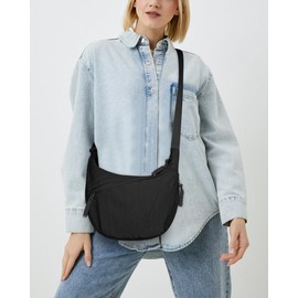 GSenhui Crescent Bag for Women Half Moon Bag Nylon Dumpling Bag Across Body Side Bag Multi Pockets Crescent Cross Body Bag Sling Bag for Travel Hobo Shoulder Bag