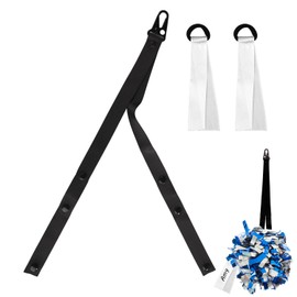lasuroa Pom Pom Holder, Adjustable Cheer Holder Cheerleaders Bag Keychain Custom Made Pom Straps Holder with 2 Cheer Pom Pom Name Tags Labels Cheerleading Accessories for Teen Girls Sports (Black)