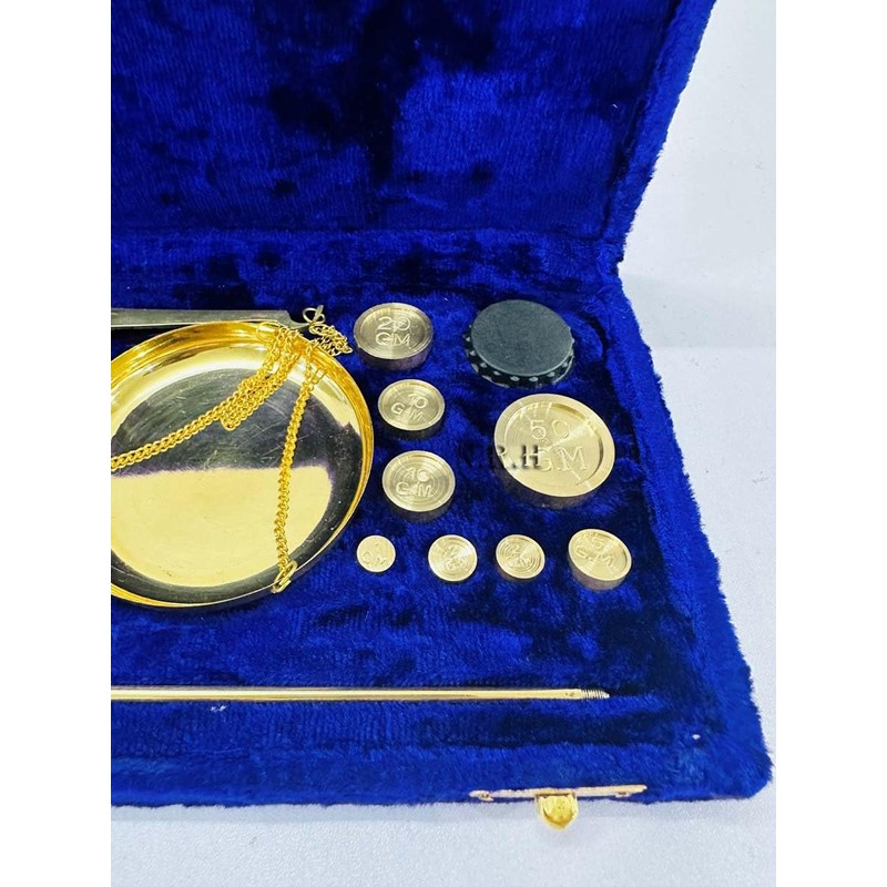 Vintage Brass Balance Weighing Scale Polished With Velvet Box With