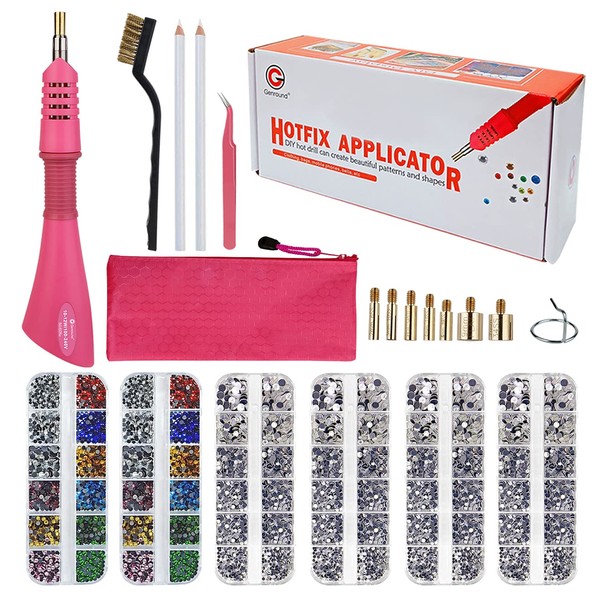 Hotfix Applicator, Genround Bedazzler Kit with Rhinestones Iron-on Hotfix Applicator