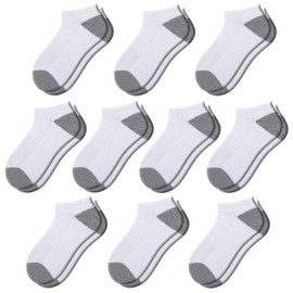 Comfoex 10 Pairs Boys Socks 4-6 6-8 8-10 Years Old Low Cut Ankle Athletic Socks For Kids Short Half Cushioned Socks