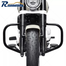 RI Gloss Black Engine Guard Highway Crash Bar For Harley Softail Heritage Classic